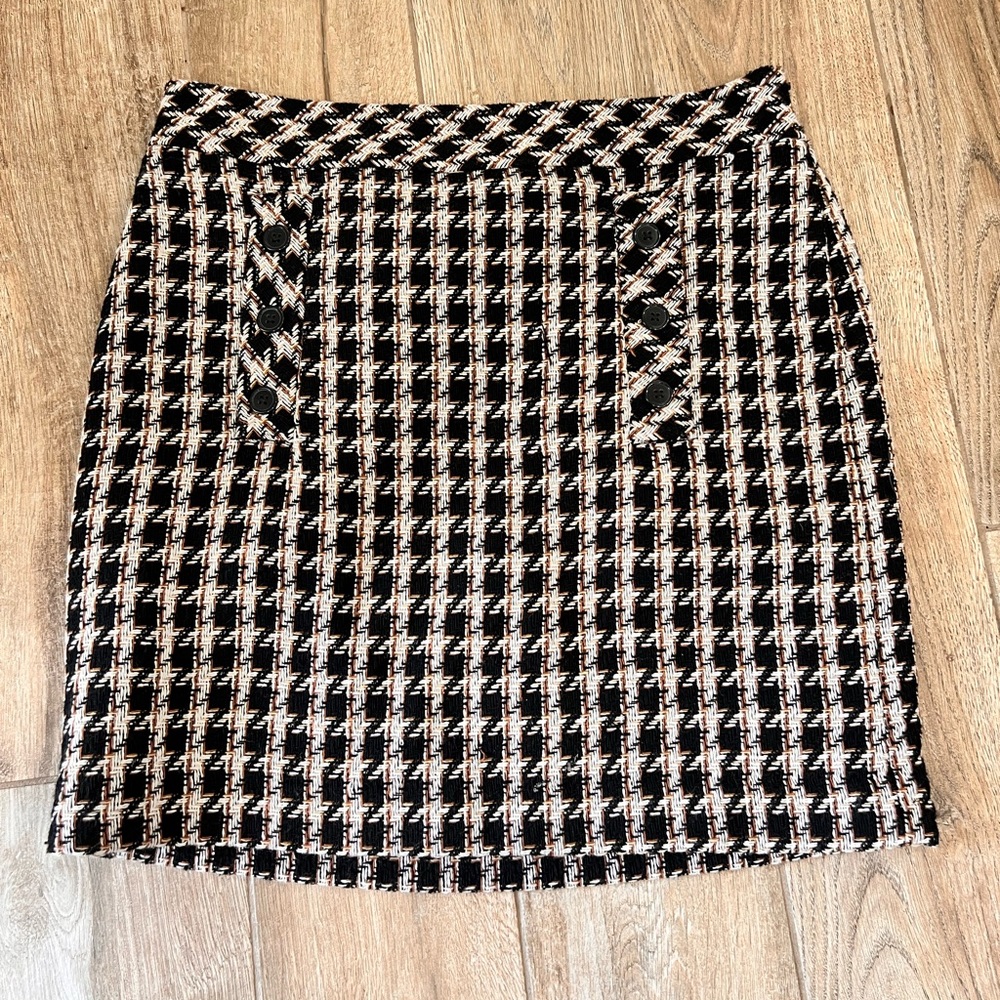 LOFT Houndstooth Tweed Skirt Size 6